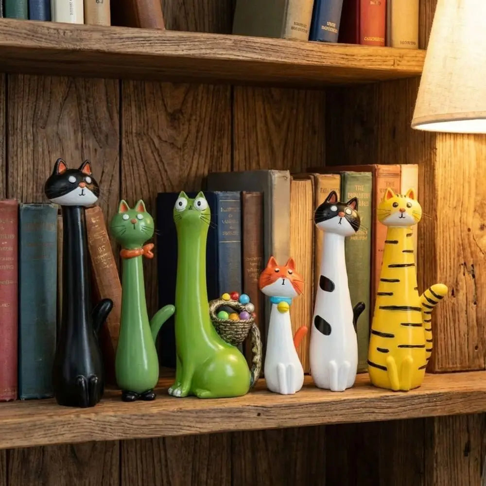 Boho Cat-Shaped Resin Vase – Kitty Figurine Shelf Desk Decor Decorative Resin Vase Richie's
