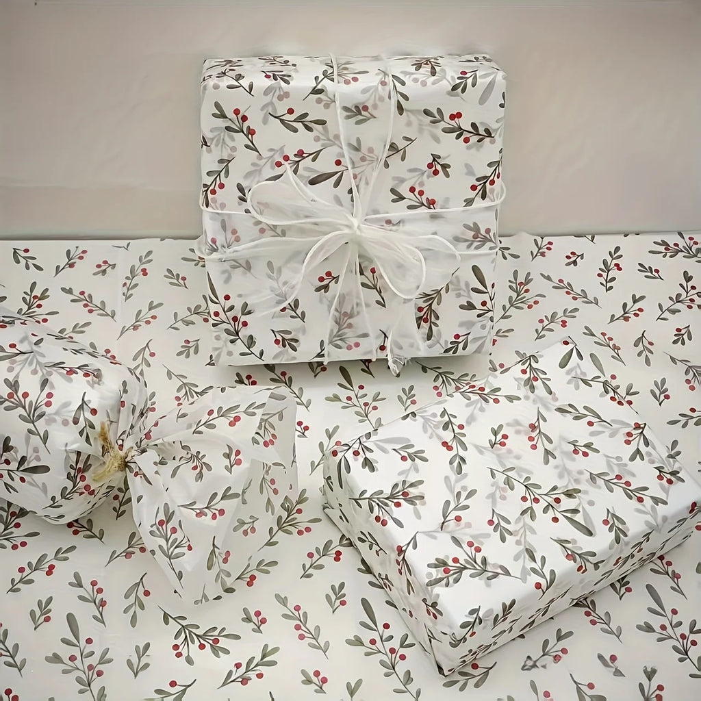 10pcs Holly Berry Wax-Coated Gift Wrapping Paper – Holiday Gift Wrapping Paper Richie's
