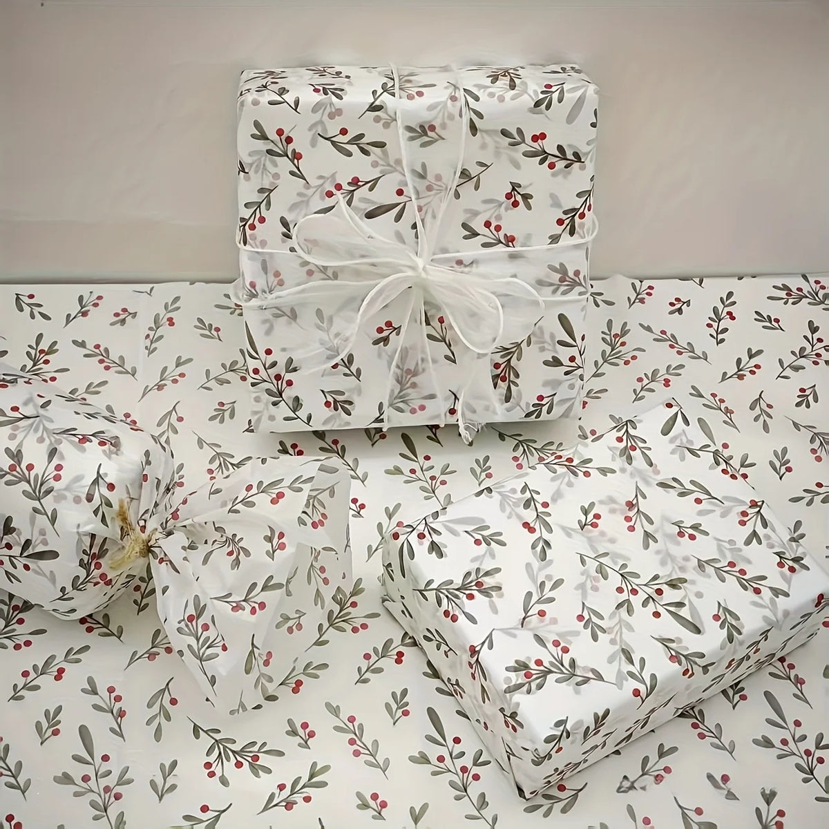 10pcs Holly Berry Wax-Coated Gift Wrapping Paper – Holiday Gift Wrapping Paper Richie's