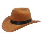 Adjustable Pet Cowboy Hat for Cats & Small Dogs | Summer Pet Costume Hat Richie's brown-ribbon