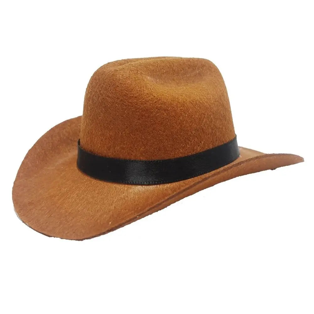 Adjustable Pet Cowboy Hat for Cats & Small Dogs | Summer Pet Costume Hat Richie's brown-ribbon