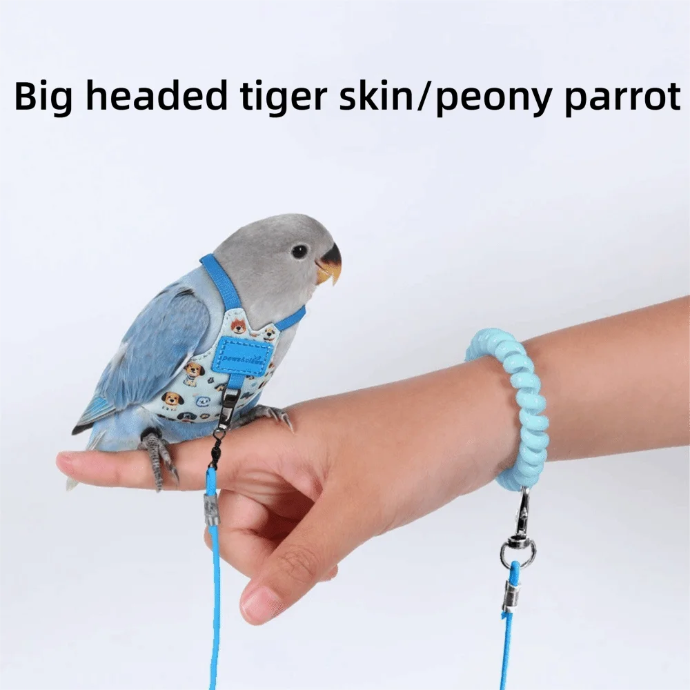 Adjustable Breathable Parrot Flight Harness & Walking Leash Bird Flight Harness Richie's Blue-Style2