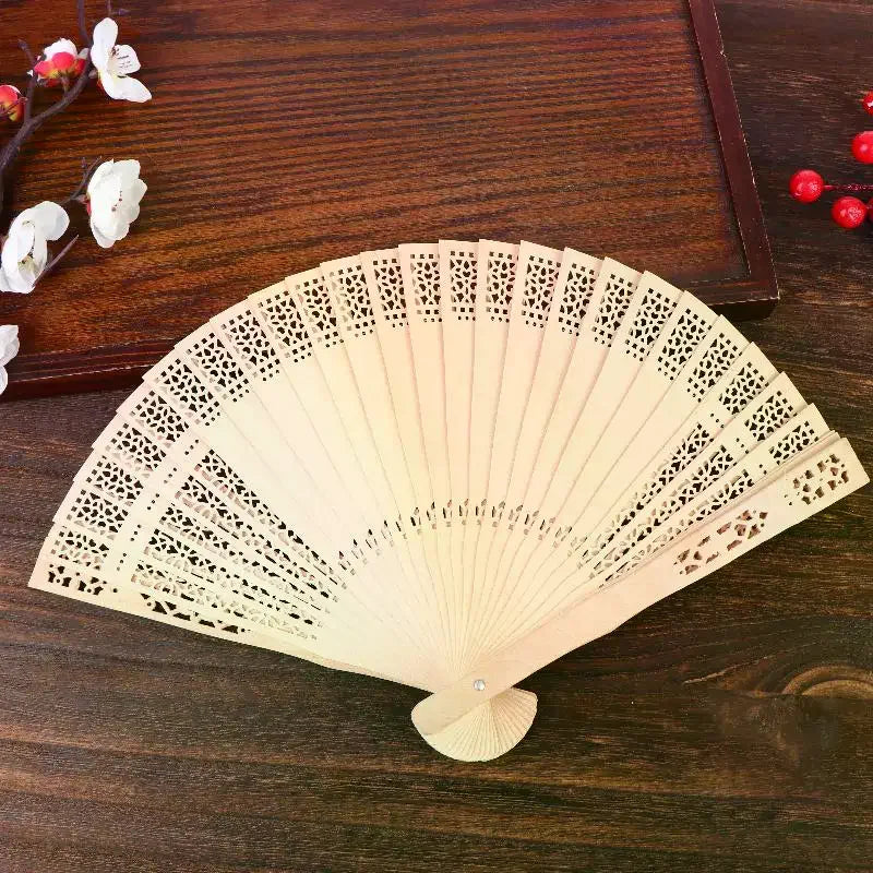 Chinese Hollow Carved Wooden Folding Fan – Wedding & Décor Prop Decorative Folding Fan Richie's