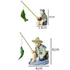 PVC Old Man Fishing Ornament – Fish Tank & Aquascape Decor Miniature Figurine Ornament Richie's