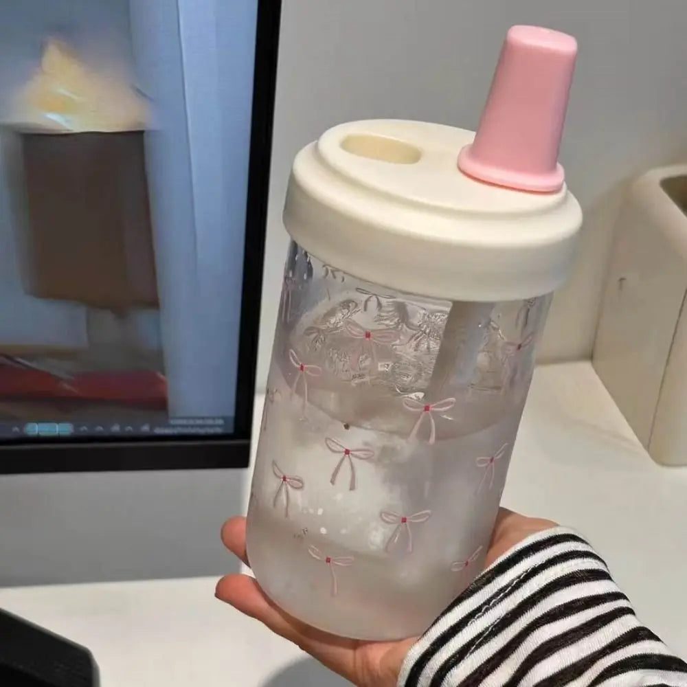 Cute Bowknot Straw Cup 500ml/700ml Plastic Water Bottle with Lid Straw Tumbler Cup Richie's