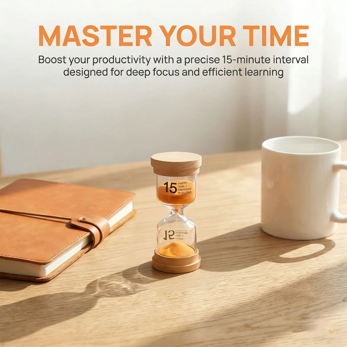 Wooden 15-Min Hourglass Sand Timer – Desk Decor & Meditation Hourglass Sand Timer Richie's