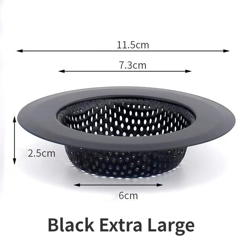 Stainless Steel Sink Strainer & Shower Drain Hair Catcher Sink Drain Strainer Richie's Black XL