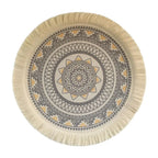Bohemian Round Woven Placemat – Heat Resistant & Non-Slip Tassel Woven Placemat Richie's Grey L