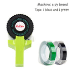 CIDY Mini Handheld Label Maker 3D Embossing Typewriter Machine Handheld Label Maker Richie's green