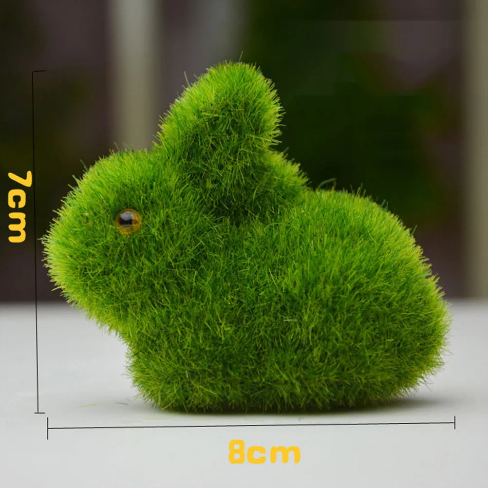 Moss Rabbit Decor Set – Two Bunny Figurines with Heart Pattern Decorative Figurine Richie's