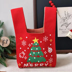 Christmas Knitted Spandex Tote Bag – Santa & Tree Gift Bag Holiday Gift Tote Bag Richie's