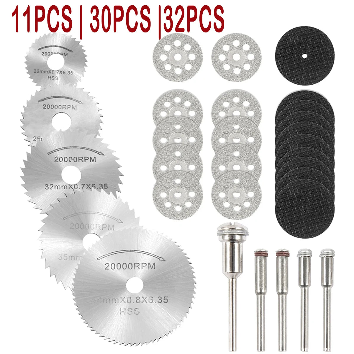 Mini Circular Saw Blade Set 11/30/32pc – Rotary Tool Cutting Discs Rotary Tool Accessories Richie's