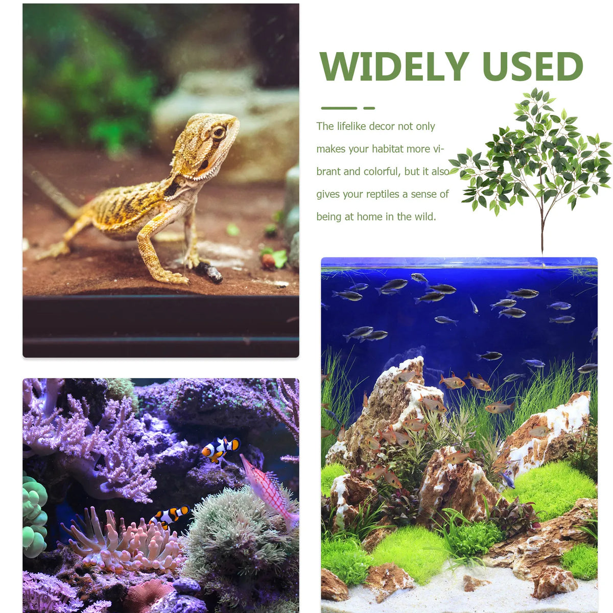 Hanging Reptile Terrarium Fake Plant 12" Lizard Gecko Décor Terrarium Plant Decor Richie's