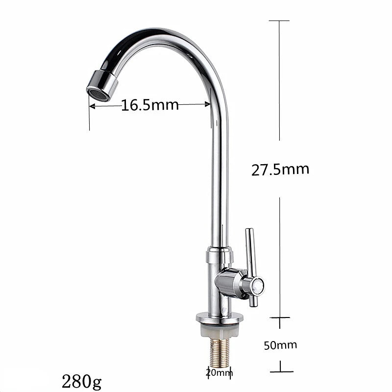 Rotatable Single Cold Kitchen Sink Faucet – Chrome Finish Kitchen Sink Faucet Richie's HJ-157