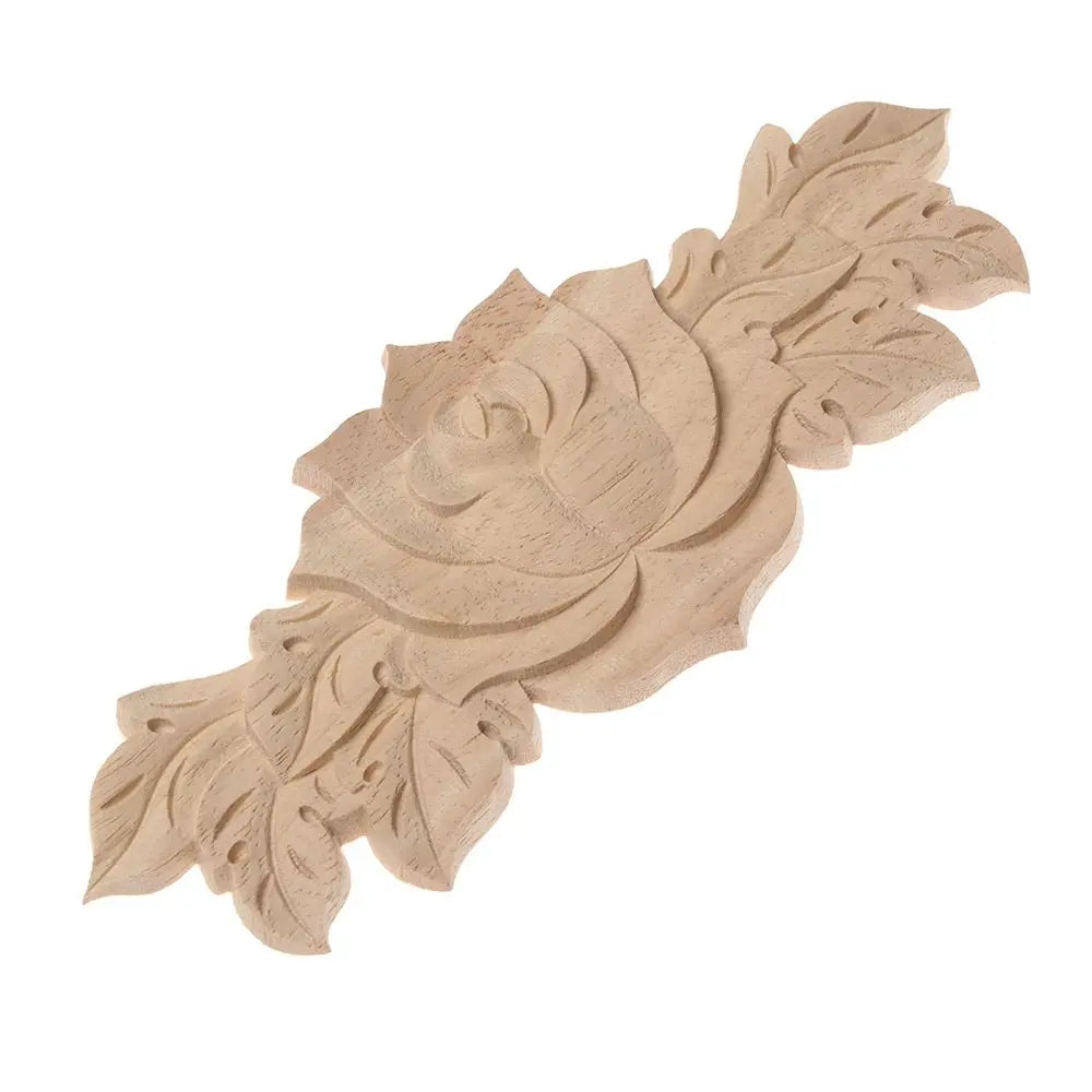 Unpainted Wood Carved Rose Flower Applique Furniture Ornament Wood Carved Applique Richie's