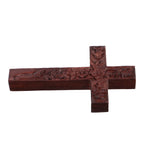 Wooden Cross Wall Decor Dark Brown Hand-Carved Rose Religious Art Religious Wall Decor Richie's