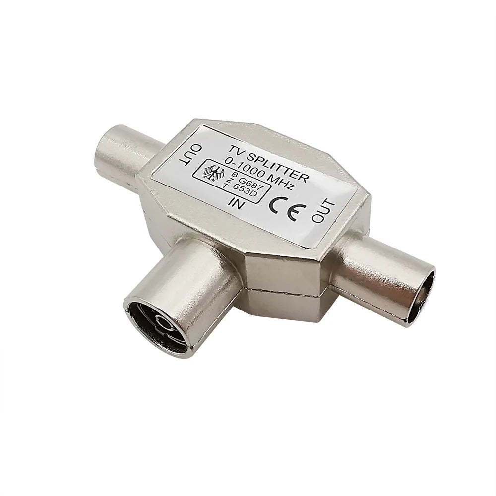 Metal 2-Way TV Coaxial Antenna Splitter – Female to 2x Male Tee Coaxial Splitter Adapter Richie's