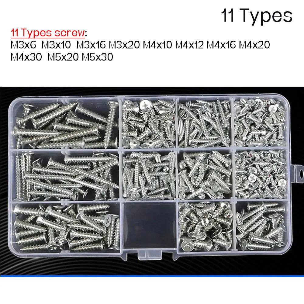 Stainless Steel Screw Nuts Washers Self-Tapping Kit M2–M6 Fastener Kit Richie's 11 types-F-293Pcs