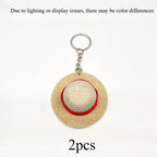2pcs Anime Straw Hat Keychain Handmade Bag Charm Gift Set Anime Bag Charm Richie's 2pcs