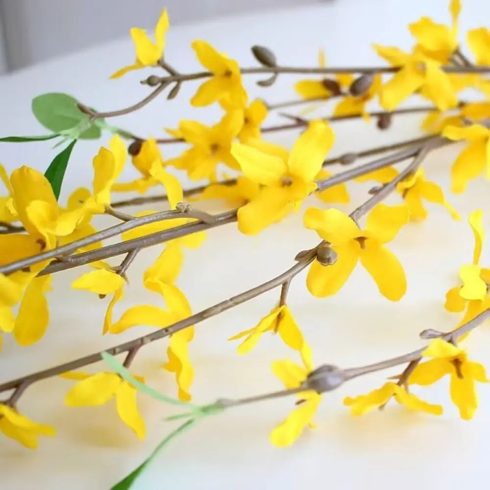 Yellow Faux Forsythia Stem 100cm – 12-Fork Artificial Flower Artificial Flower Stem Richie's