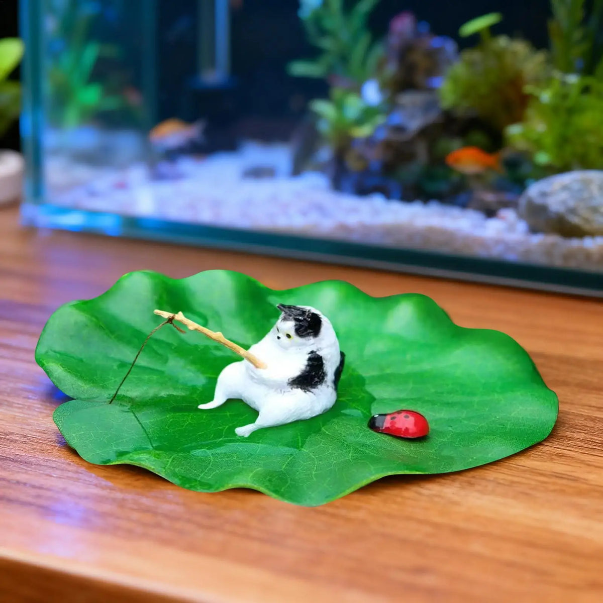 Floating Cat Fishing Aquarium Ornament – Resin Betta Tank Decor Aquarium Ornament Richie's