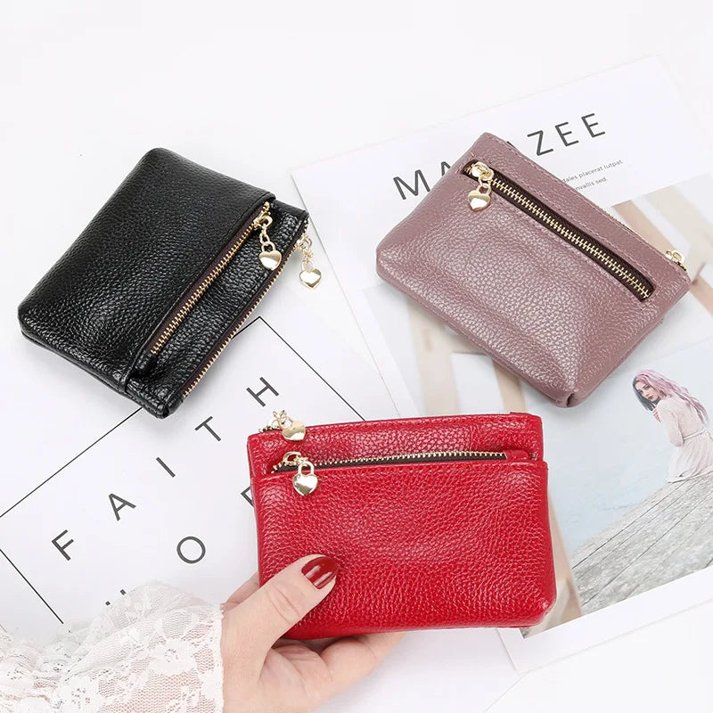 Women's Mini PU Leather Coin Purse Zipper Wallet & Key Chain Coin Purse Wallet Richie's