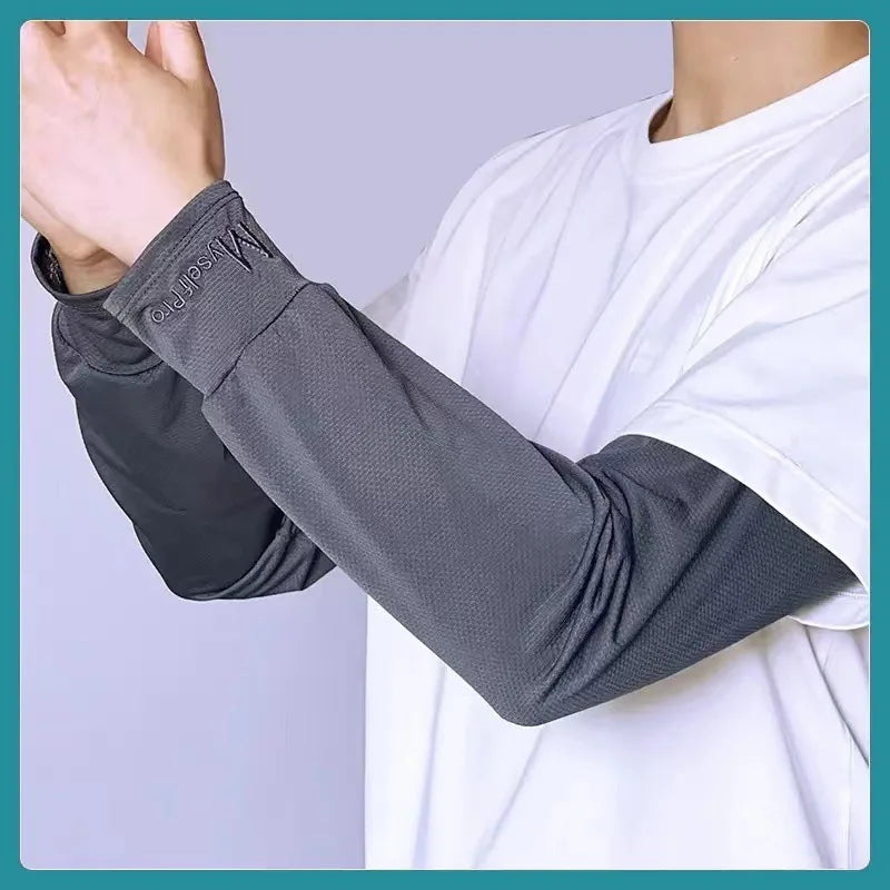 UV Protection Ice Silk Arm Sleeves – Cooling Outdoor Cover UV Arm Sleeves Richie's Deep grey