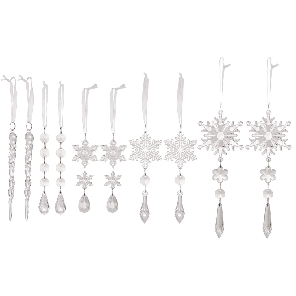 10pcs Acrylic Fake Ice Cone Snowflake Christmas Decorations Christmas Ornaments Richie's Clear