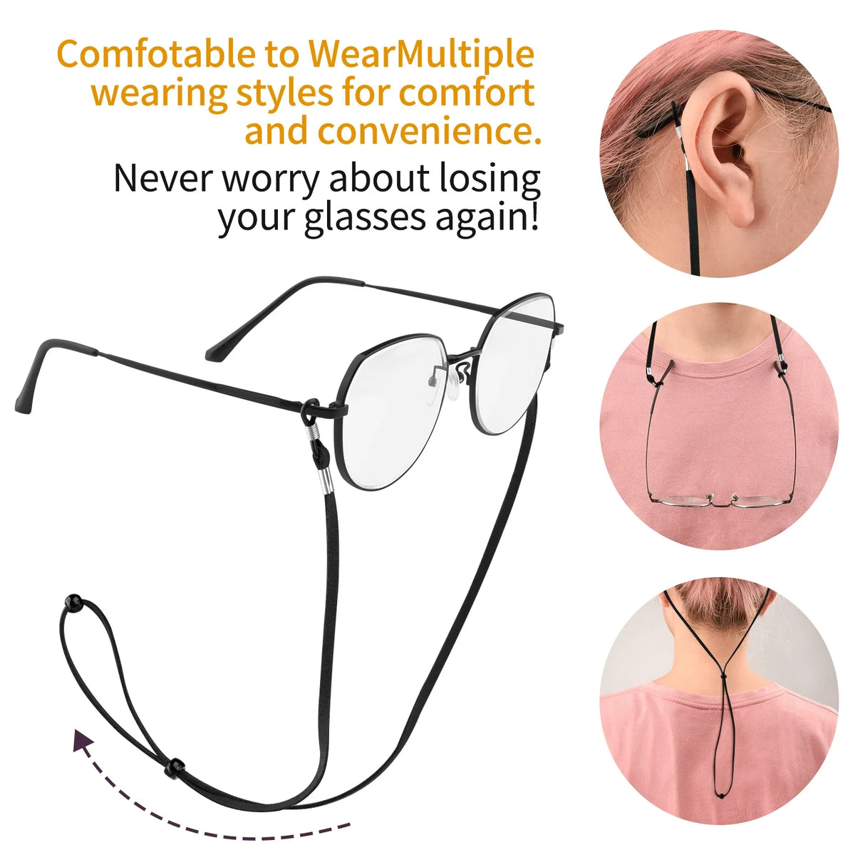 Suede Eyeglass Lanyard – Adjustable Anti-Slip Glasses Strap Eyeglass Lanyard Richie's