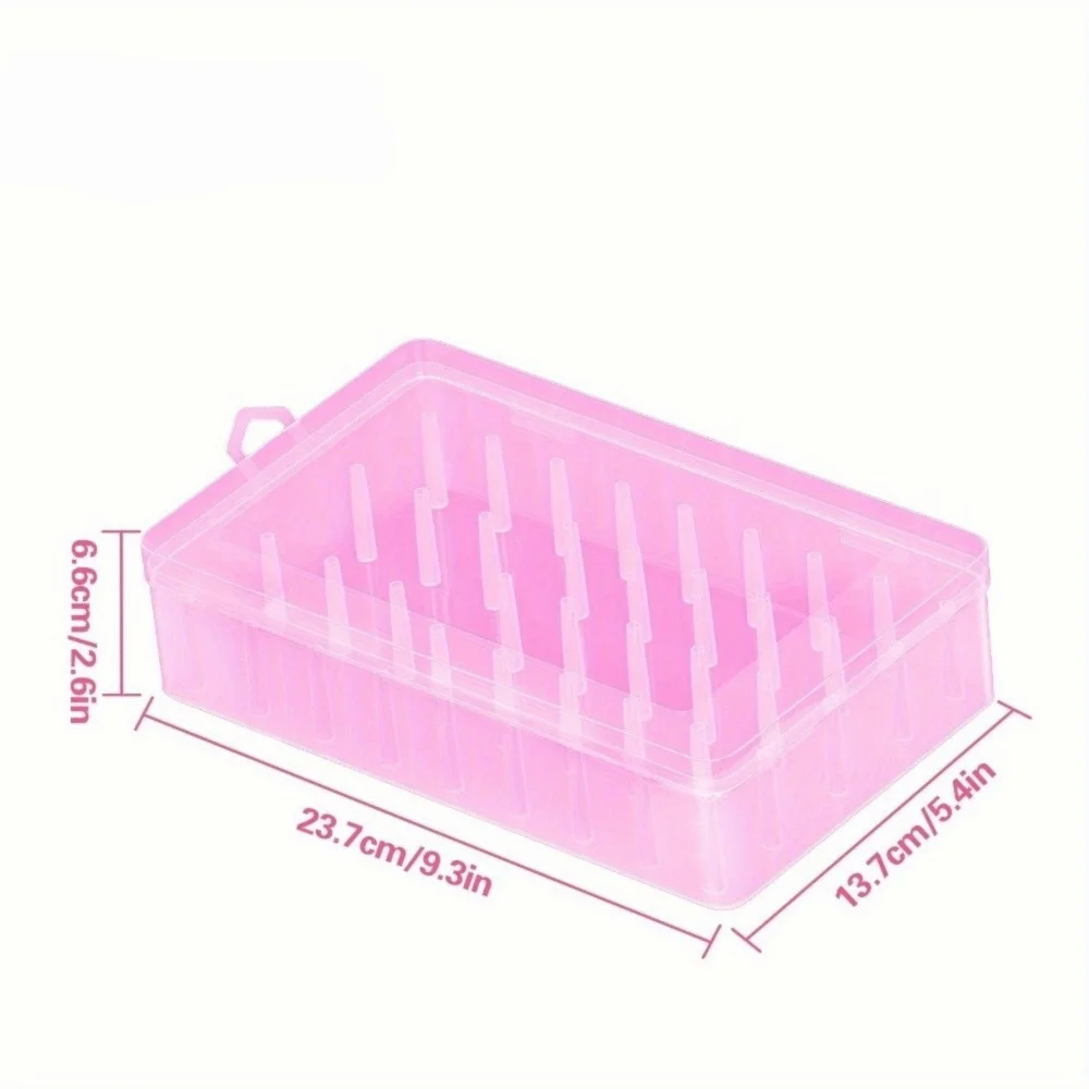 42-Axis Transparent Sewing Thread & Bobbin Storage Box Sewing Thread Organizer Richie's Pink