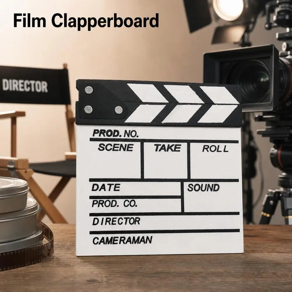 Wooden Movie Clapperboard 20x20cm – Film Slate & Prop Movie Clapperboard Richie's