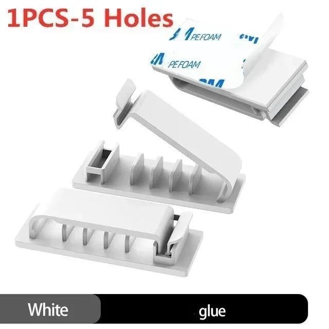 Self-Adhesive Cable Organizer Clips – Wire Cord Manager Cable Organizer Clips Richie's 5 Holes-White