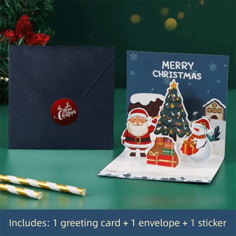 3D Pop-Up Christmas Greeting Card | Festive Postcard Christmas Greeting Card Richie's Style D