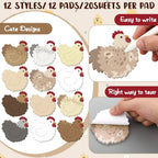 12 Pcs Kawaii Chicken Sticky Notes – Cute Self-Adhesive Memo Pads Sticky Note Pads Richie's