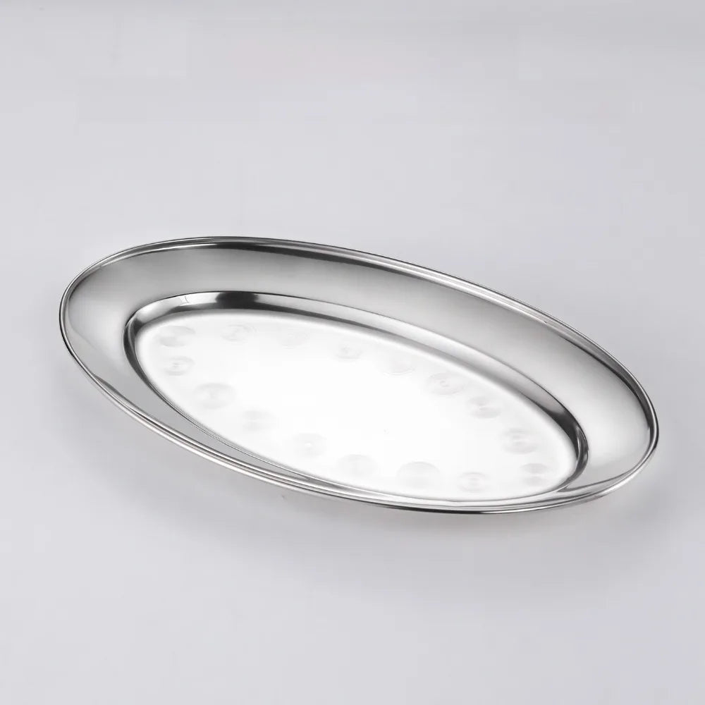 Stainless Steel Oval Fish Plates – BBQ Trays & Steak Dishes Oval Serving Plate Richie's 35cm