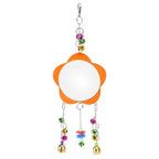 Bird Hanging Mirror Toy with Bells & Beads – Orange Bird Cage Toy Richie's Orange