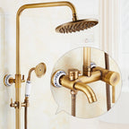 Antique Brass Wall-Mounted Bathtub Shower Faucet Mixer Set Shower Faucet Set Richie's D