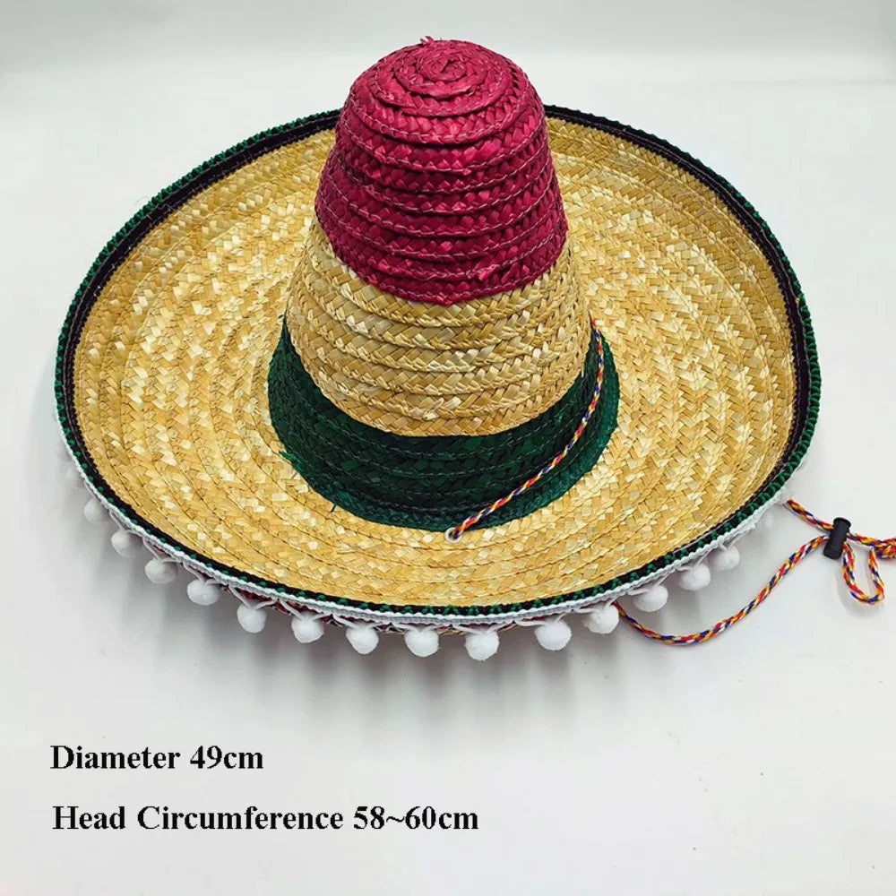Unisex Mexican Straw Hat – Wide Brim Sun Protection Beach Hat Straw Sun Hat Richie's 2