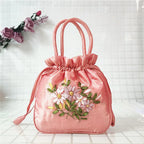 Women Embroidery Flower Cosmetic Bag – Ethnic Mini Purse & Pouch Cosmetic Pouch Richie's orange pink