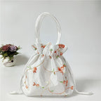 Women Embroidery Flower Cosmetic Bag – Ethnic Mini Purse & Pouch Cosmetic Pouch Richie's white 2