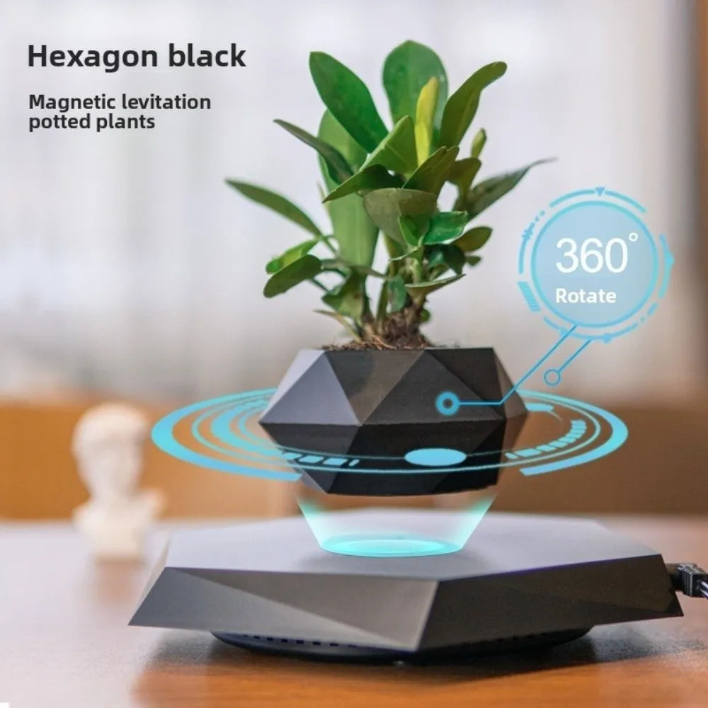 Magnetic Levitation Floating Bonsai Pot Geometric Desk Ornament Levitating Desk Ornament Richie's