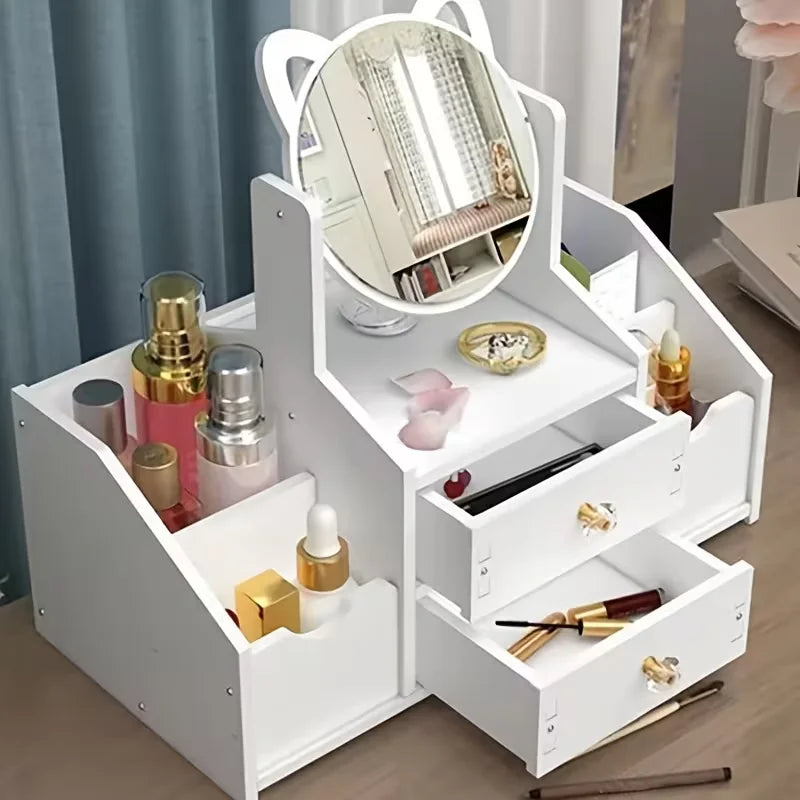 Cosmetic Storage Box with Mirror & Multi Compartments | Richie's Cosmetic Organizer Box Richie's Default Title