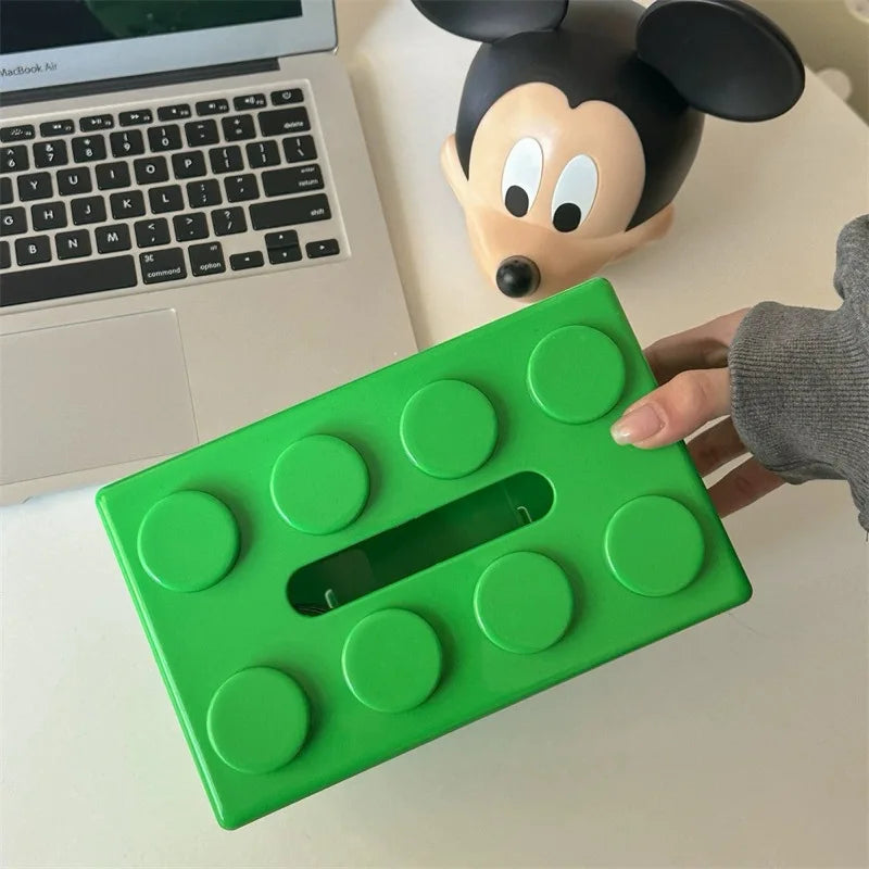 Building Block Tissue Box Plastic Organizer – Bright Colors Tissue Box Holder Richie's green 1pc