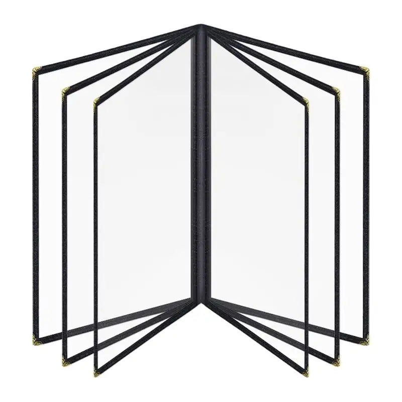 Foldable A4 PVC Menu Cover – Waterproof Double Panel Holder Menu Cover Holder Richie's Black 6 Pages