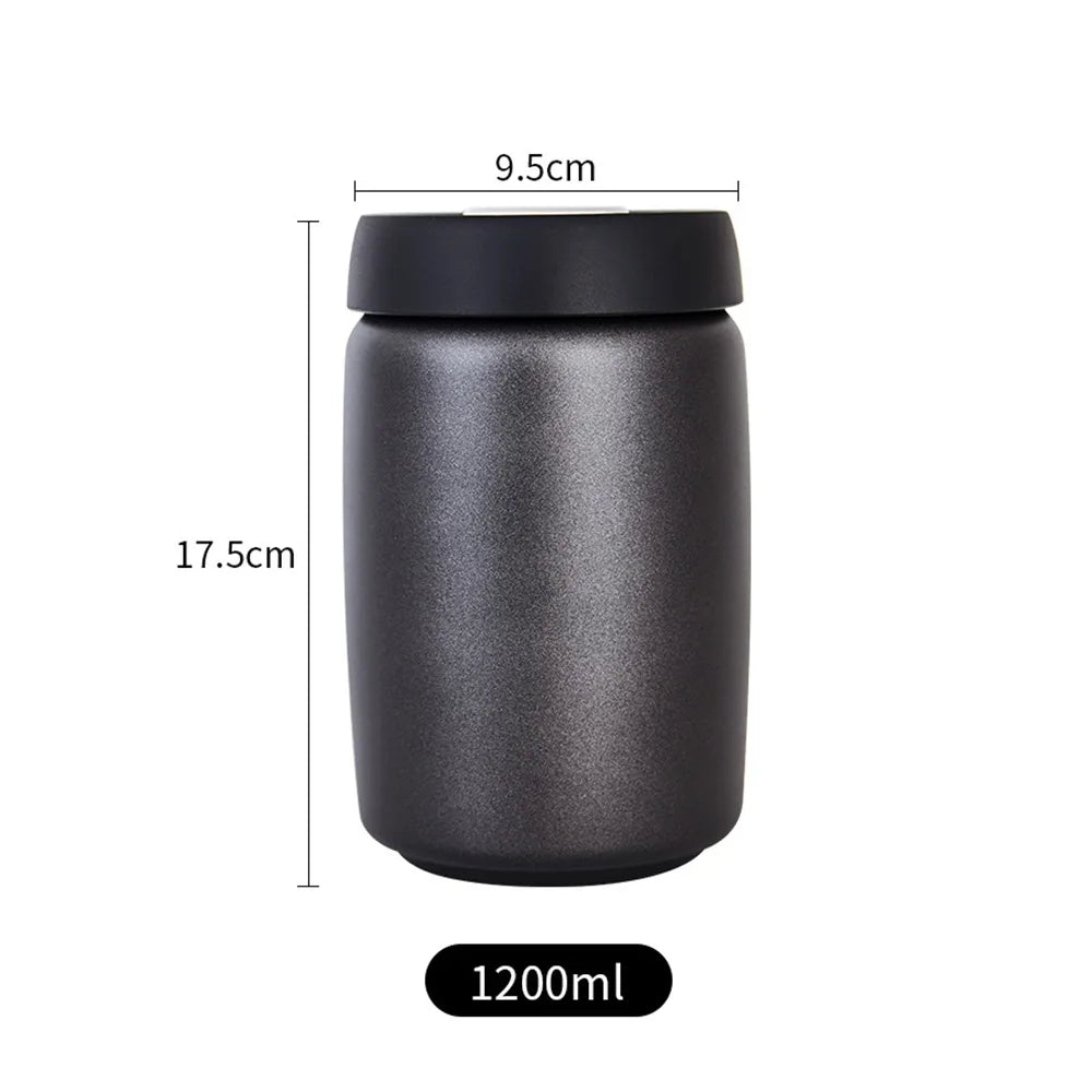 Stainless Steel Vacuum Coffee Canister 400–1200ml | Airtight Vacuum Coffee Canister Richie's Black 1200ML