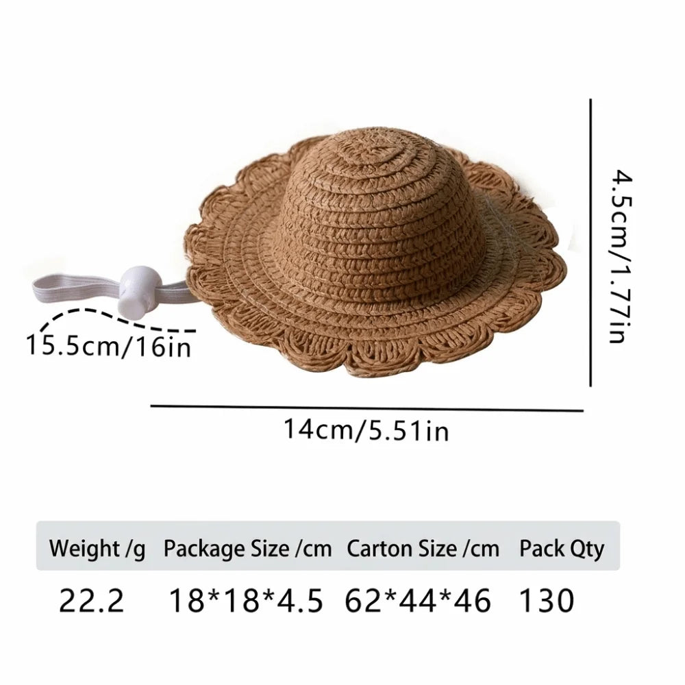 Mini Straw Sun Hat for Cats & Small Dogs | Breathable Pet Hat Pet Sun Hat Richie's Coffee