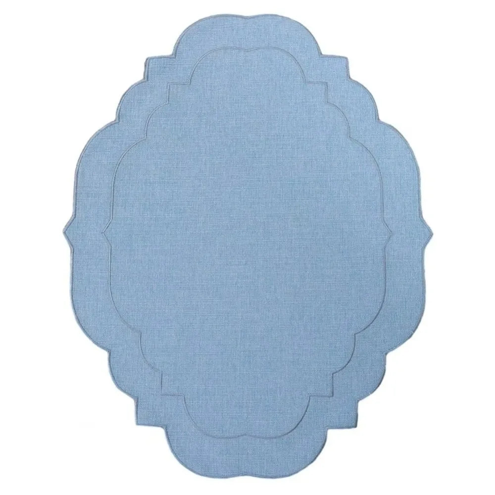 Cotton Linen Embroidered Placemats 45×35cm Anti-Slip Dining Linen Placemats Richie's Sky Blue L