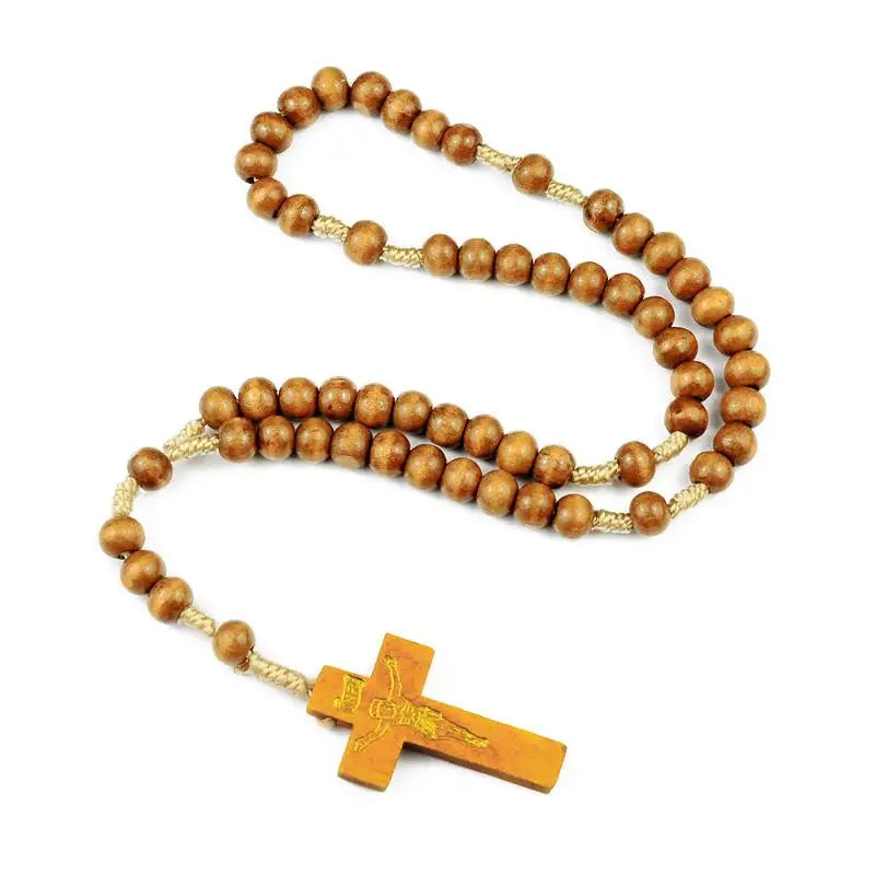 Wood Cross Prayer Bead Bracelet – Crucifix Charm Gift Cross Bead Bracelet Richie's A4