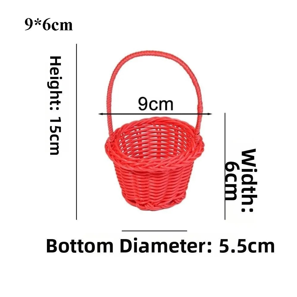 Handmade Round Wicker Basket – Hand-Woven Rattan Storage Hamper Wicker Storage Basket Richie's Red