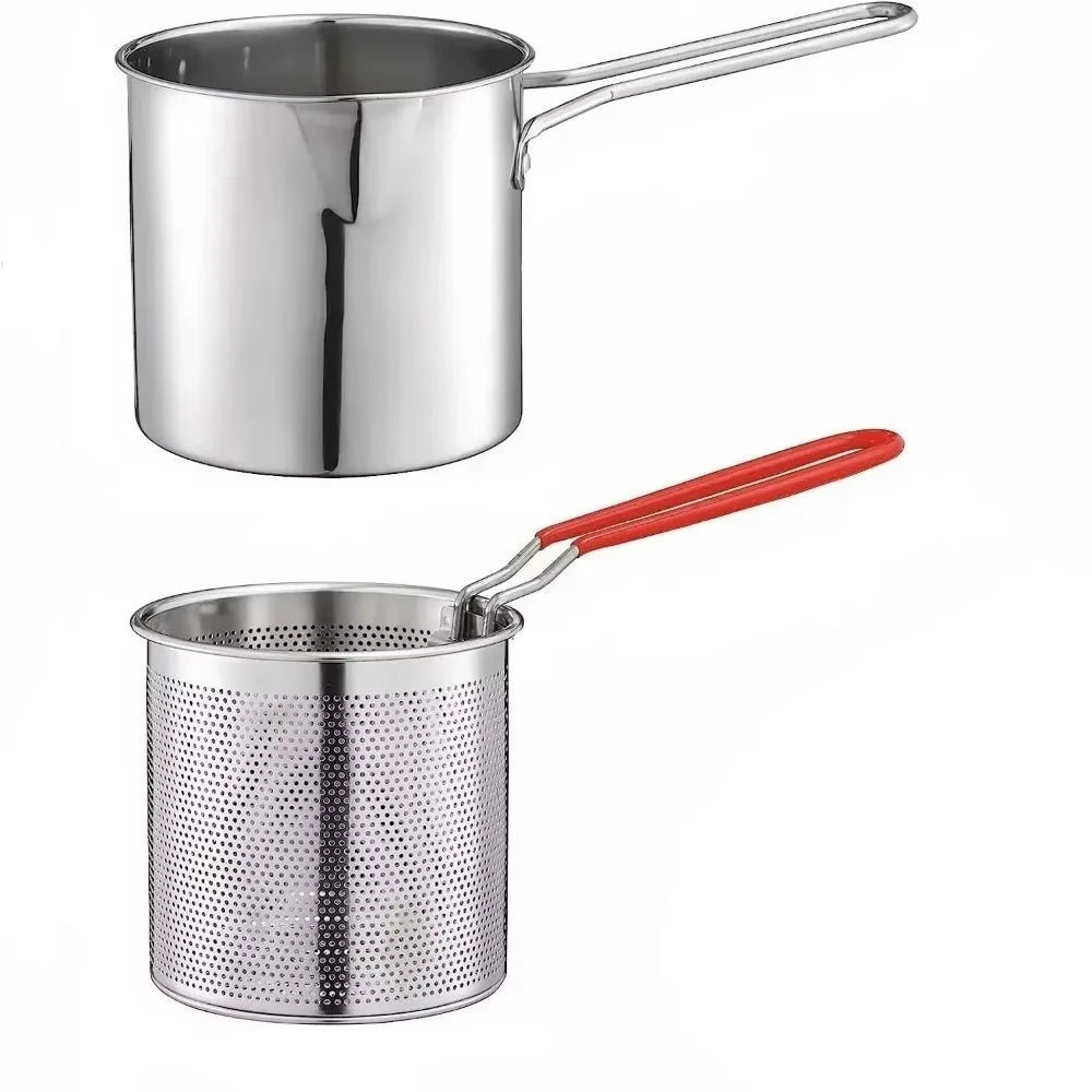 316 Stainless Steel Deep Fryer Pot with Strainer Basket Deep Fryer Pot Richie's Two-piece set